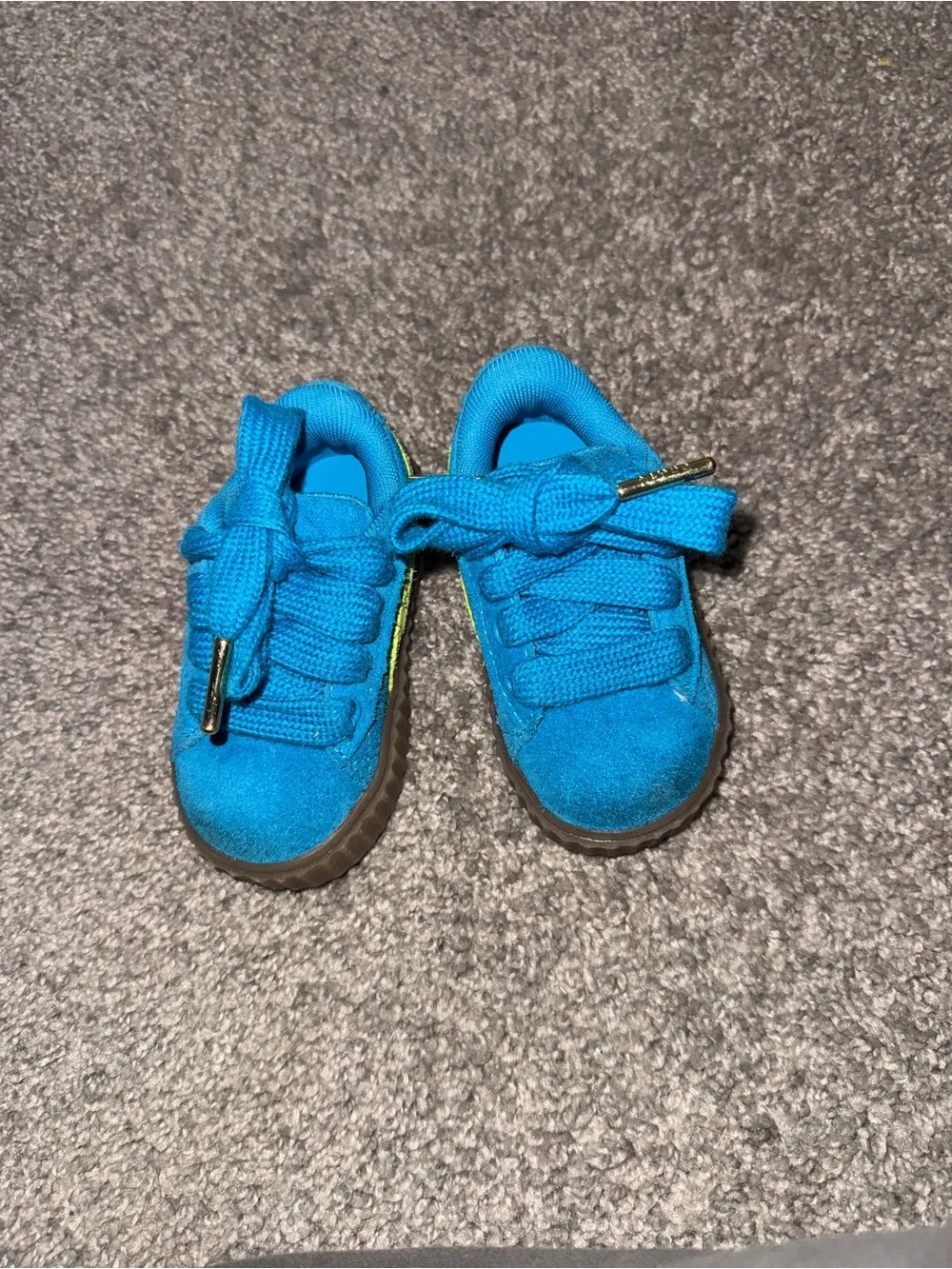 Kids Vibrant Blue Suede Lace-Up Sneakers